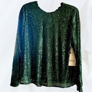 CeCe Green Sequin Women's Top NWT